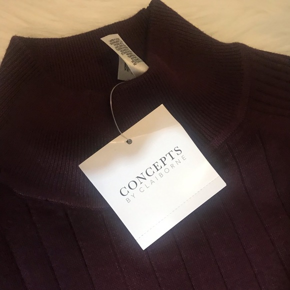 Ribbed Mock Neck Wine Deep Red Size Large NWT - Picture 2 of 7